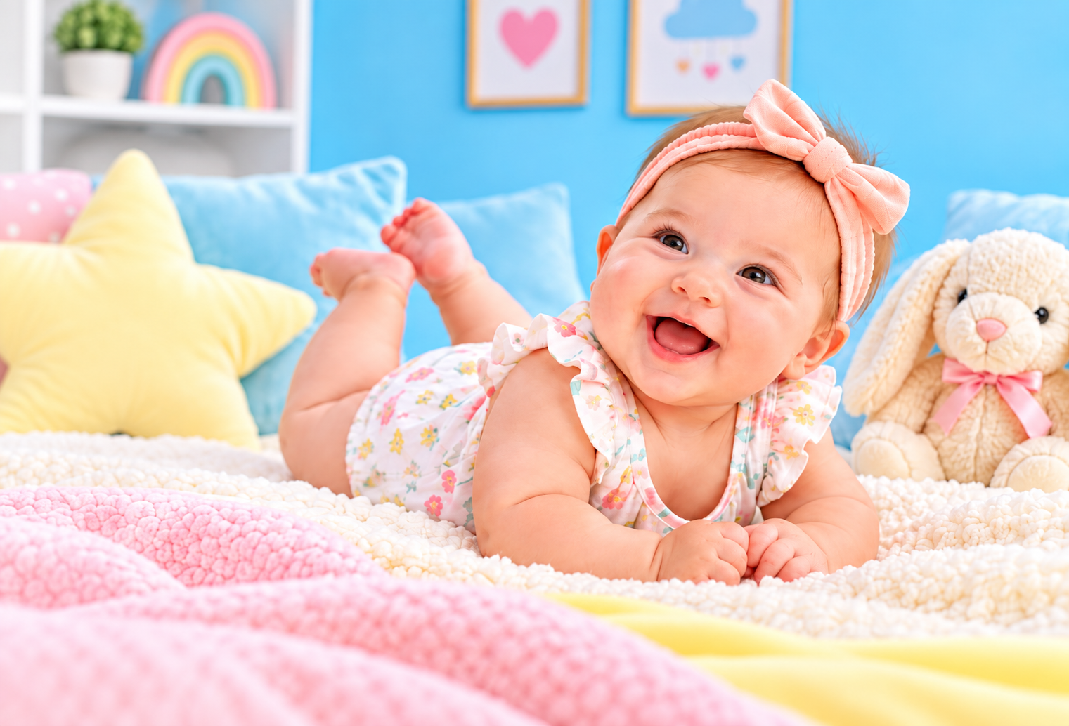 Cute baby receiving loving care